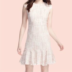 Nanette Lepore Preppy Pastel Tweed Fringe Hem Dress